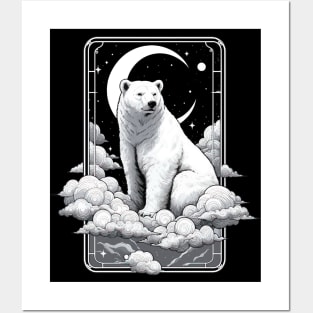 Monochromatic Polar Bear in Night Posters and Art